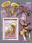 Burundi 2014 Perf. Fauna & Flora: Mushrooms And Insects Luxury Block No. 3562. Fixed Price $16.19.