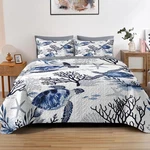 Pamnest Quilt Set Full/queen Size, Ocean Sea Coral 3 Pcs Soft Cover Bedding. Fixed Price $79.87.