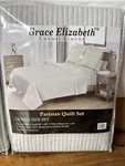 Grace Elizabeth Luxury Linens Parisian Quilt Set 88X88 3 Pc New Gray Silver. Fixed Price $110.00.