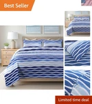 Blue Wave 2-PIECE Quilt Set Twin Size With 1 Sham, Coastal Beach House Bedd.... Fixed Price $93.58.
