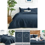 King Size Navy Blue Quilt Set Soft Bedspread Comforter Modern Coin Pattern 3. Fixed Price $101.99.