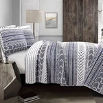 3PC King Hygge Geo Quilt Set Navy/white - Lush D Cor. Fixed Price $24.99.