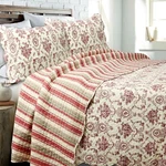 French Medallion Burgundy Red 100% Cotton Quilt Set, Bedspread, Coverlet. Fixed Price $69.99.