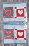 Lot Vtg Pem-america Farmhouse Blue Patchwork Quilted Pillow Sham Heart 20"X26". Fixed Price $19.99.