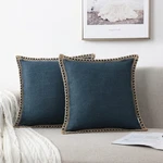 Nordeco Home Of 2 Farmhouse Throw Pillow Covers - Burlap Linen Trimmed. Fixed Price $23.99.