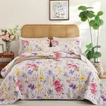 Botanical Quilt King Size, Red Floral Leaves Pattern Bedspread Coverlet Set,. Fixed Price $48.09.
