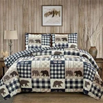 Market & Place 3 Piece Reversible Quilt Set With Full / Queen, Bear - Navy. Fixed Price $68.47.