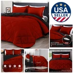 Elegant Modern King Comforter Set Reversible Red & Black Bedding 3-PIECE. Fixed Price $73.19.