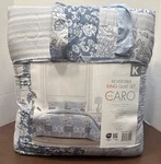 Caro Home 3-PIECE Double Sided Quilt Comforter Set King Size 112"X 90" New! Blue. Fixed Price $39.95.