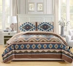 Beige Southwest Tribal Western 3 Piece Quilt Set King California Coverlet. Fixed Price $87.86.