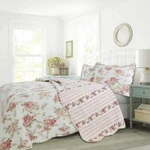 New! Cozy Victorian Romantic Pink Yellow Sage Green Red Ivory Rose Quilt Set. Fixed Price $158.32.