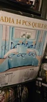 Adia 14 Pcs Quilt Set Queen Sky Blue Butterfly Pattern Rectangular 86X86 In. Fixed Price $100.00.