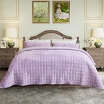 Reversible Velvet Queen Quilt Set, Oversized Lavender Comforter With Shams. Fixed Price $124.99.