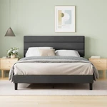Queen Piper Upholstered Platform Bed With Horizontal Paneled Headboard, Wooden. Fixed Price $245.74.