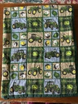 John Deere Quilt Handmade 40 X 50 Throw Tractor Farm Green All Handsewn. Fixed Price $75.00.