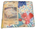 Vintage Owen Home Designs Fashion Print Bedtime Bears Blanket Full/twin 80'S New. Fixed Price $50.00.