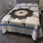 New Amish Lone Star Blue Multi 107X116 Hand Quilted King/ Queen. Fixed Price $450.00.