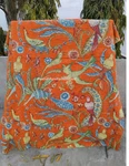 Orange King Peacock Bird Handmade Printed Cotton Kantha Quilt , Bedspread Throw. Fixed Price $98.39.