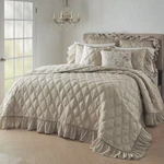 3-PC Wamsutta Vintage Doubled Diamonds Ruffle Quilt Set Neutral Farmhouse Beige. Fixed Price $189.95.