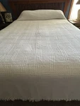 Vintage Crown Craft Basketweave Bedspread W/ Fringe White Cotton Usa King. Fixed Price $45.00.