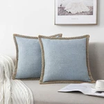 Nordeco Home Of 2 Farmhouse Throw Pillow Covers - Burlap Linen Trimmed Ta.... Fixed Price $15.56.