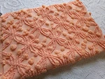 Peach Vtg Chenille Bedspread Fabric 18" X 24" Wedding Ring Pops Quilt Material. Fixed Price $30.00.
