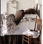 Brand New! Bella Notte Linen Toile Duvet Cover Rare Petal Pink Chocolate. Fixed Price $245.00.