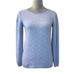Women's Cashmere Blend Blue Polka Dot Long Sleeve Sweater Cozy Comfy Winter. Fixed Price $11.20.