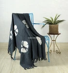 Gray White Hand Tie Dye Shibori Throw Blanket Bohemian Mud Cloth Bed Couch. Fixed Price $49.99.