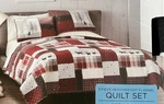 Cuddl Duds Flannel Quilt Red Lodge Patchwork & Shams Reversible King/cal. Fixed Price $168.88.