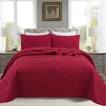3 Piece Queen Size Embroidery Burgundy/red Quilt Set Cozy Bedspread. Fixed Price $48.99.