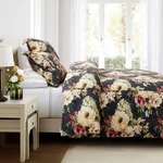 Peony Washed Linen Charcoal Floral King 3 Pc Comforter Bedding Set. Fixed Price $399.00.