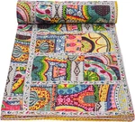 Indian Handmade Patchwork Vintage Kantha Quilt Bedspread Throw Cotton Blanket. Fixed Price $88.83.