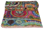 Indian Handmade Quilt Kantha Blanket Bedspread Throw Cotton Gudri, Queen. Fixed Price $81.81.