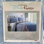 Bella Russo Queen Size 3 Piece Reversible Coverlet & Shams Set Blue Quilted New. Fixed Price $44.45.