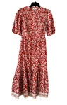 Madewell Size 00 Pintucked Puff Sleeve Paisley Floral Midi Dress Red Pockets. Fixed Price $29.99.