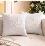 Woaboy Pack Of 2 Christmas White Throw Pillow Covers Decorative Snowflake.... Fixed Price $15.99.