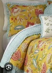 Discontinued 3 Piece King Waverly Modern Poetic Sunshine Cotton Quilt And Shams. Fixed Price $175.00.