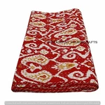 Queen Ikat Print Summer Red Boho Kantha Quilt Cotton Throw Dorm D?cor Blanket. Fixed Price $68.99.