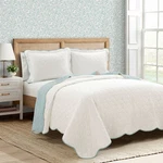 3PC Full/queen Coastal Scallop Edge Reversible Quilt Set Blue - Lush. Fixed Price $45.89.