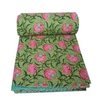 Indian Hand Block Floral Kantha Quilt Blanket Cotton King Size Bedspread Throw. Fixed Price $100.94.