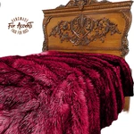 Faux Bedspread Throw Blanket, Dark Red Huskie Fur, Minky Lining Handmade Usa. Fixed Price $79.99.