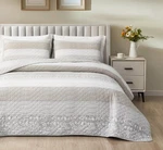 Chezmoi Collection Robyn 2-PIECE Twin, Hibiscus Striped Patchwork Taupe. Fixed Price $74.99.