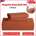 King/cal Quilt Set Burnt Orange, Ultrasonic Embossed Bedspread, Lightweight. Fixed Price $40.94.