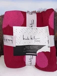 Nicole Miller Twin Size Chenille Throw Blanket Red Pink Heart. Fixed Price $54.99.