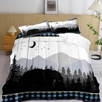 Luvivihome 3PCS Bear Comforter Set Queen Size, Rustic Cabin Bedding Quilt, Bl.... Fixed Price $81.89.
