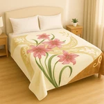 Extremely Soft & Warm Queen Size Plush Blanket, Pretty Pink Flowers. Fixed Price $49.99.