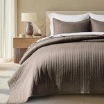 Evergracehome Cotton Sateen Quilt Set King 108"X96" Mocha Brown 3PC Lightweight. Fixed Price $69.99.