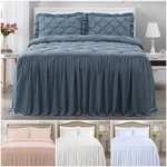 Chezmoi Collection French Country Chic Pinch Pleat Ruffle Skirt Bedspread Set. Fixed Price $49.99.