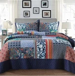 King Size Paisley Patchwork Cotton Quilt Set - 3 Piece Reversible Bedspread. Fixed Price $71.99.